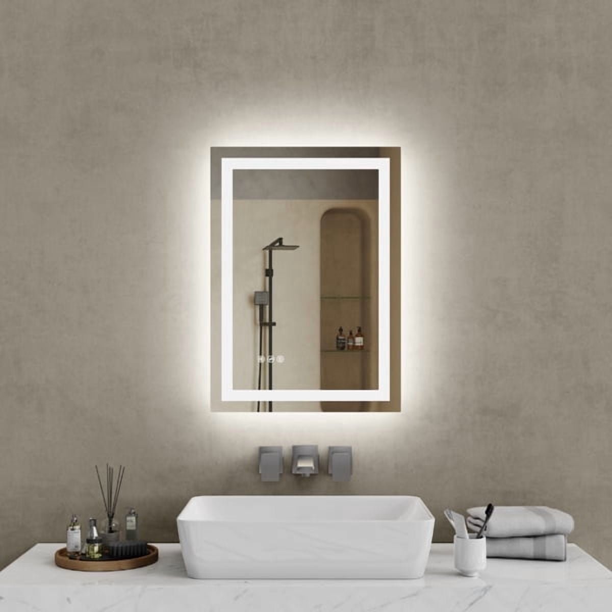 20"x28" LED Bathroom Mirror - Front/Back Lit Vanity Mirror with 3 Color Temp, Anti-Fog & Dimmable Memory Function for Modern Bathrooms
