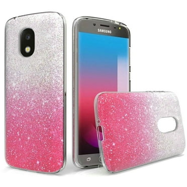 GSA Gradient Glitter Hybrid Candy Case For Samsung Galaxy J7 (2018), J737 Hot Pink