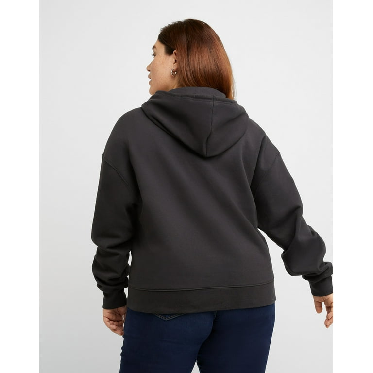 Hanes Originals Women's Fleece Hoodie (Plus Size) Black 2X