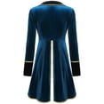 thumbnail image 5 of Sxiwei Women's Asymmetric Long Velvet Blazers Coat Halloween Costume Lapel Blazer Blue XXL, 5 of 7