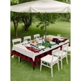 thumbnail image 3 of Outdoor Tablecloth with Umbrella Hole and Zipper, Christmas Tree Rectangle Table Cloth 60x120 Inch Waterproof Tablecloth, Green Xmas Tree Red Black Plaid Picnic Table Cover for Patio Camping, 3 of 7