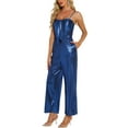 thumbnail image 4 of INSPIRE CHIC Women's Glitter V Neck Jumpsuit Sleeveless Party Clubwear Spaghetti Strap Cami Romper XS Blue, 4 of 5