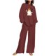 thumbnail image 2 of Puntoco Traje De Pantalón Y top De Manga Larga Con Cuello Redondo Y Estampado De Halloween Para Mujer Burdeos L, 2 of 4