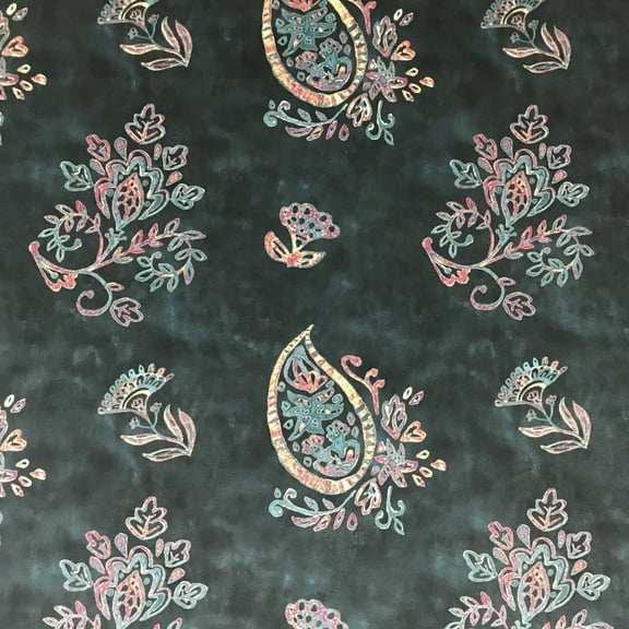 Decora Furnishings Soft Velvet Fabric Paisley Design Digitally Printed Material for Upholstery, Window Treatments Cushion Dining Chair Cover Craft - Width 54 inches - Fabric by The Yard - Green