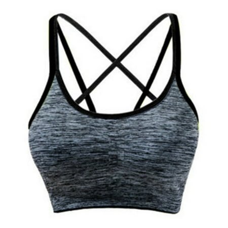

Padded Sports Bras for Women Cross Back Support Quick-Drying Sports Bra for Workout Crop Tank Top L Black