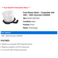 thumbnail image 2 of Front Blower Motor - Compatible with 2001 - 2002 Chevy C3500HD, 2 of 2