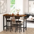 thumbnail image 4 of Furlinkhm Industrial Pub Height Table with 2 PU Upholstered Stools, 3-Piece Kitchen Table and Chairs, Suit for Dining Room & Living Room & Breakfast Nook & Bistro, Bar Table Set for 2, Rustic Brown, 4 of 7