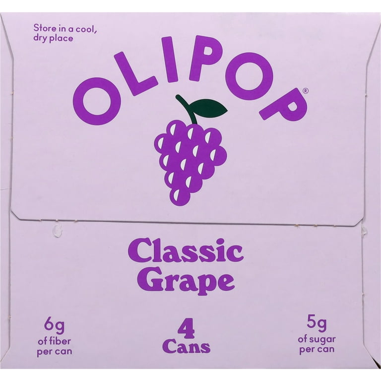 OLIPOP Prebiotic Soda, Classic Grape, 12 fl oz, 4 Pack, Pantry