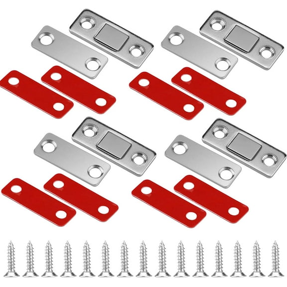 4 Pack Cabinet Door Magnets Ultra Thin Magnetic Door Latch with Stainless Steel Screws and Self-Adhesive Drawer Magnet Catch for Kitchen Cabinet Closer Sliding Door Closure Cupboard Closet