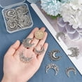 thumbnail image 3 of 24Pcs 4 Style Tibetan Style Alloy Chandelier Component Links Moon Antique Silver 26~34x26~30x2mm Hole: 1.2~2mm 6pcs/style, 3 of 4