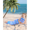 thumbnail image 4 of CARETOO Girls Swimsuit 3PCS Mermaid Tail Swimming Suits Kids Summer Tankini Set Multi Ruffled Halter Colorful Fish Scale Pattern Swimwear 4-10 Years Princess Bathing Suit, 4 of 7