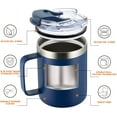 thumbnail image 2 of AllWays Plaza 12oz Stainless Steel Insulated Coffee Mug with Handle, Double Wall Vacuum Tumbler Cup with Fliping Lid, Navy, 2 Pack, 2 of 12