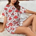 thumbnail image 4 of Fotbe Amanita Red Mushroom Print Pajama Set for Women 2 Piece Loungewear Short Sleeve Tops and Shorts Set Soft Sleepwear-Medium, 4 of 7