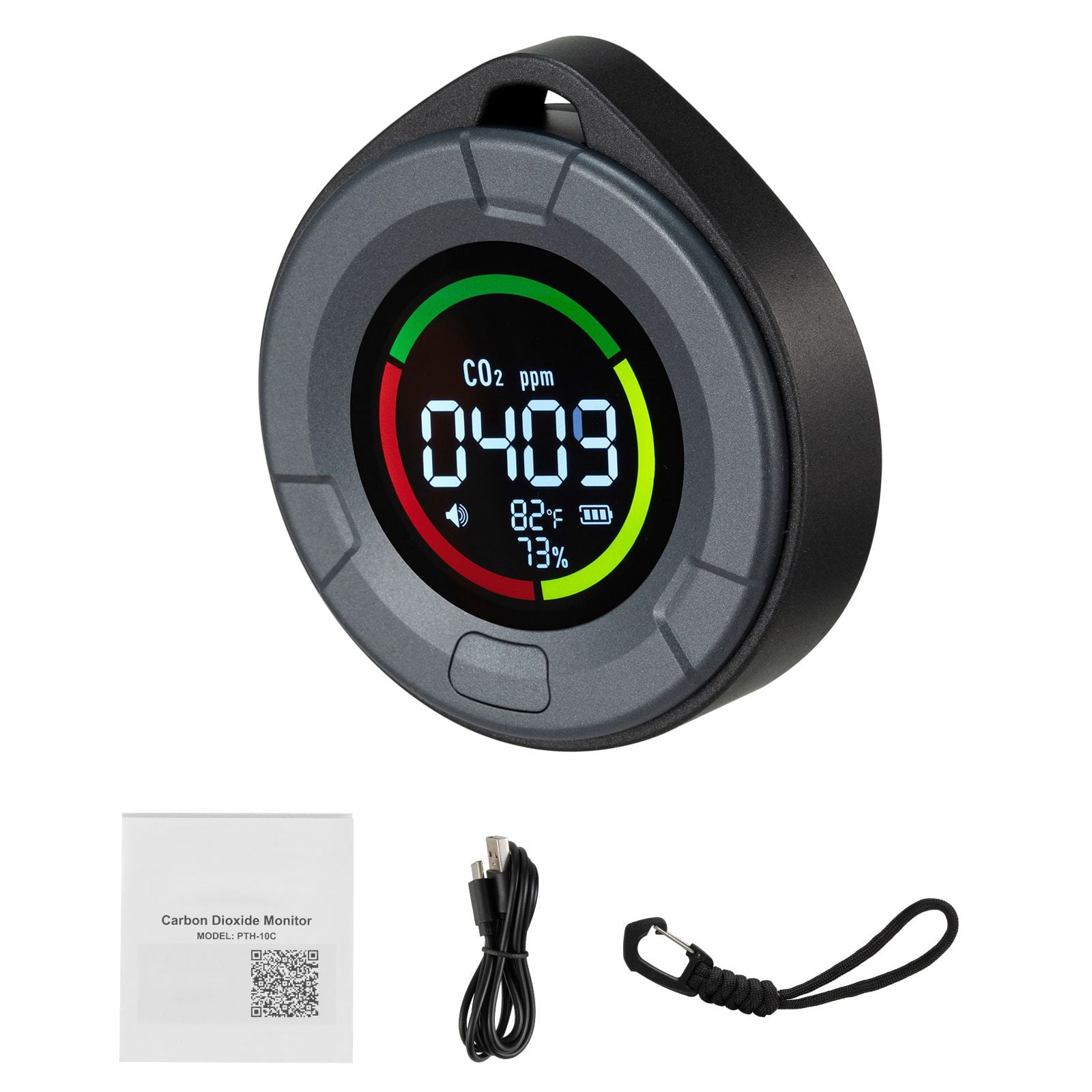 Carbon Dioxide Monitor Indoor Air Quality Tester with CO2 Detector, Temperature Humidity Display, Portable Rechargeable Air Quality Monitor for Home Office Bedroom Classroom Greenhouse