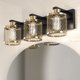 thumbnail image 4 of PHIXART Lámpara de tocador de baño 3 luces Accesorios de iluminación sobre espejo Lámparas de tocador de 20 pulgadas Bronce Diseño de linterna de malla vintage Lámpara de pared con casquillo base E26, 4 of 5