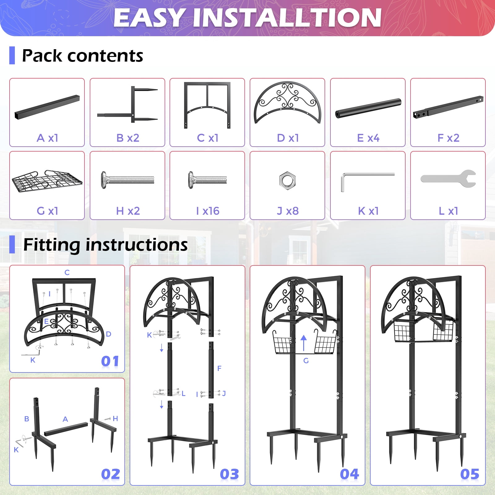 OLV Garden Hose Holder Freestanding Water Hose Heavy Duty Metal Reel Hanger,Holds 150ft Hose,Storage Basket