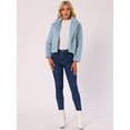 thumbnail image 3 of DARING DIVA Women's Cropped Notch Lapel Faux Fur Fluffy Coat M Light Blue, 3 of 6