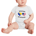 thumbnail image 2 of Bosnian American Flag Two Hearts Cute Baby Romper Bodysuit For Boy Girl (White, 18-24 Months), 2 of 5