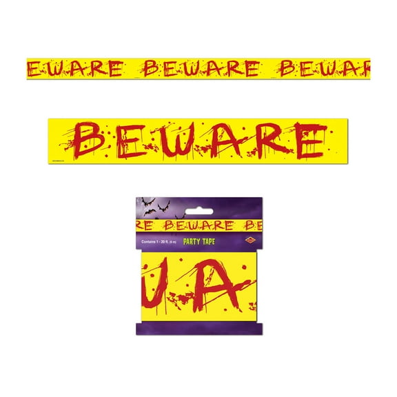 Party Decoration Beware Party Tape 3" X 20' - 12 Pack (1 Per Card)