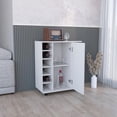 thumbnail image 3 of Lothian Bar Cart with Single-Door Cabinet, Two Side Storage Shelves, Built-In Six-Bottle, 3 of 5
