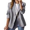 thumbnail image 2 of Women's Classic Fit Blazer, Two Button Closure Suit Jacket, Notch Lapel Work Blazer, Long Sleeve Open Front Jacket, Business Casual Blazer, Pocket Detail Blazer, Office Wear Jacket Grey, 2 of 6