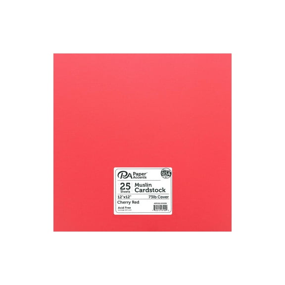Paper Accents Cardstock 12"x 12" Muslin 73lb Cherry Red 25pc