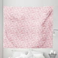 thumbnail image 1 of Cherry Blossom Tapestry, Unevenly Aligned 5 Petal Sakura Flowers with White Stamens, Fabric Wall Hanging Decor for Bedroom Living Room Dorm, 5 Sizes, Pale Pink Ruby and White, by Ambesonne, 1 of 1