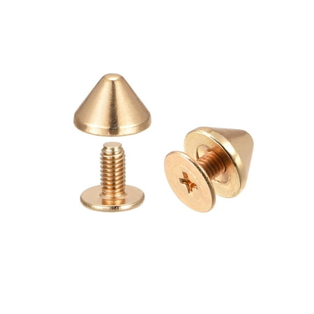 

9x6mm Screw Back Rivets Solid Leather Studs Gold Tone 50 Sets