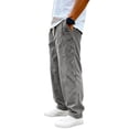 thumbnail image 3 of LWavelet Men's Relaxed Fit Corduroy Wide Leg Pants Elastic Drawstring Waist with Side Pockets for Casual Daily Vacation Wear Gray M, 3 of 6