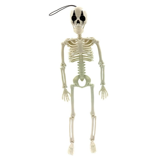 Esqueleto móvil, esqueleto de Halloween para colgar en el árbol, accesorio fotográfico de cuerpo entero de payaso Nariz roja