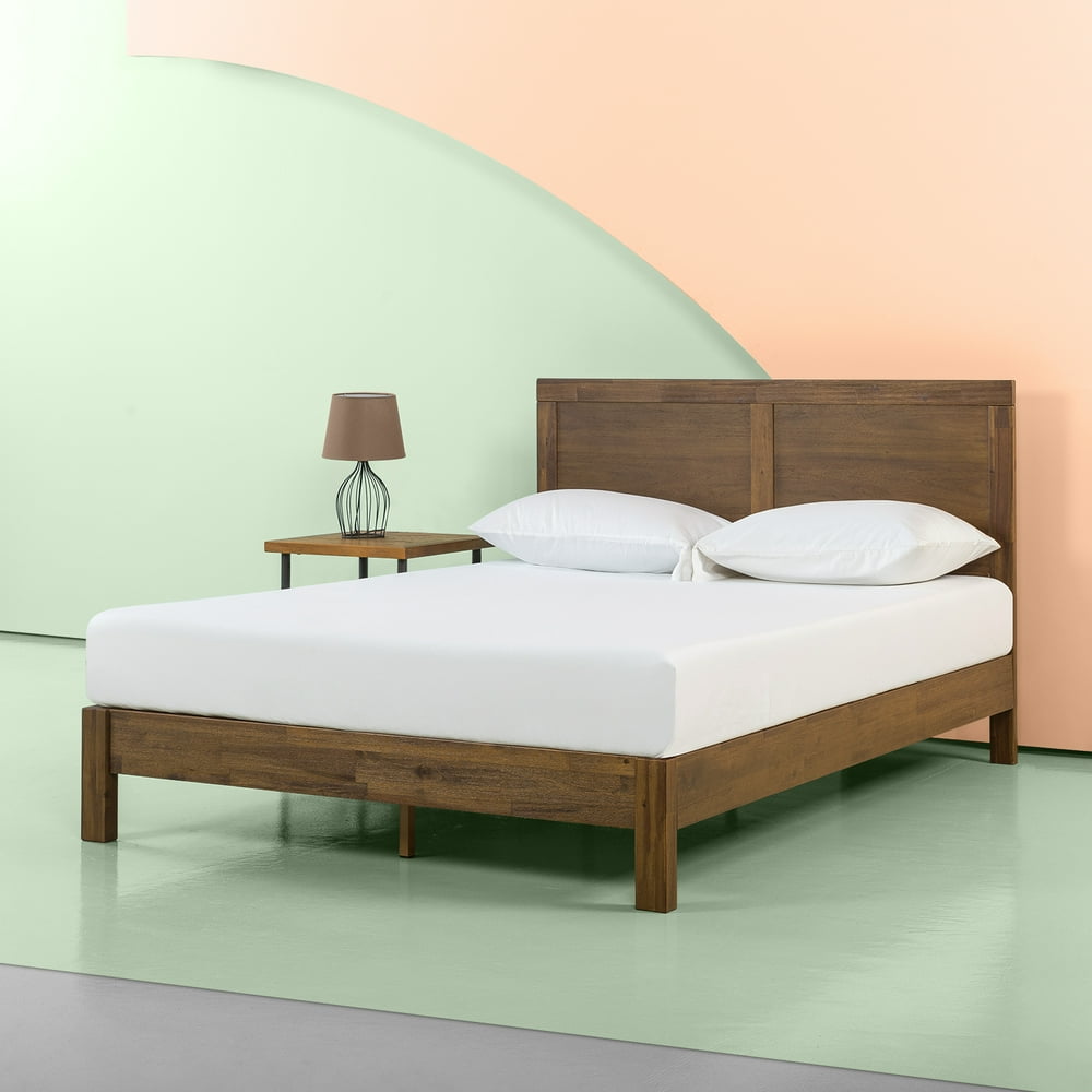 Zinus 42" Acacia Wood Platform Bed with Headboard, Twin