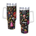 thumbnail image 3 of Regalos personalizados de Mario para vasos de 40 oz con asa y pajita - Taza de café de viaje de acero inoxidable con tapa - Regalos ideales para mujeres, niñas y niños en cumpleaños y Navidad, 3 of 8