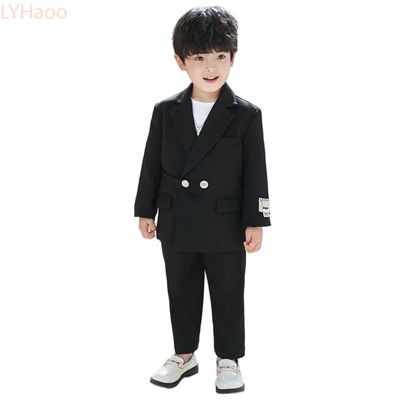 LYHaoo Boys Business Suits Coat 3 Piece Outfit Tuxedo Set For Kids Formal Suit For Boys With Pants Necklace Set Slim Boys School Outfit Sets Sizes (2-3 Years)