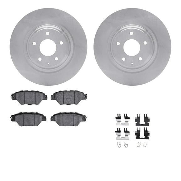 Dynamic Friction Company Rear Brake Rotors with 5000 Advanced Brake Pads includes Hardware 6512-80343