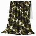 thumbnail image 2 of Woodland Camouflage Autumn Harvest, Peaceful Mountain Lake Scene, Warm Flannel Blanket for Cabin and Lodge with Detailed Artwork, Outdoor Lovers Christmas Gift, Festive Home Decor, 2 of 9