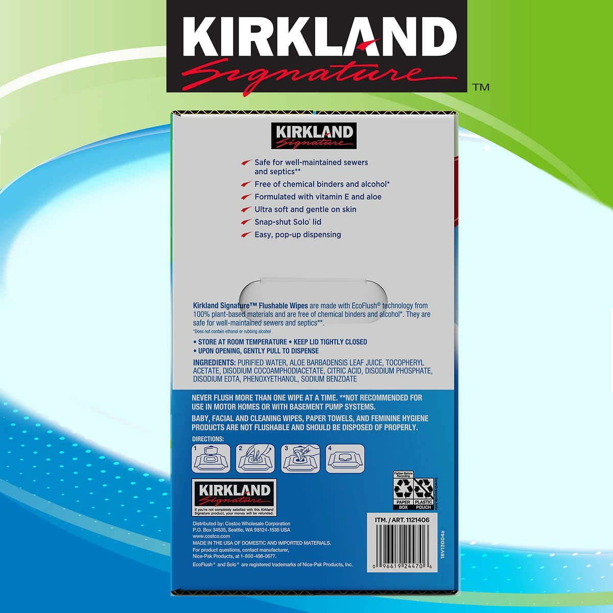 2 x KIRKLAND SIGNATURE MOIST FLUSHABLE WIPES 632 WET WIPE CLEANSING HYGIENE CARE 