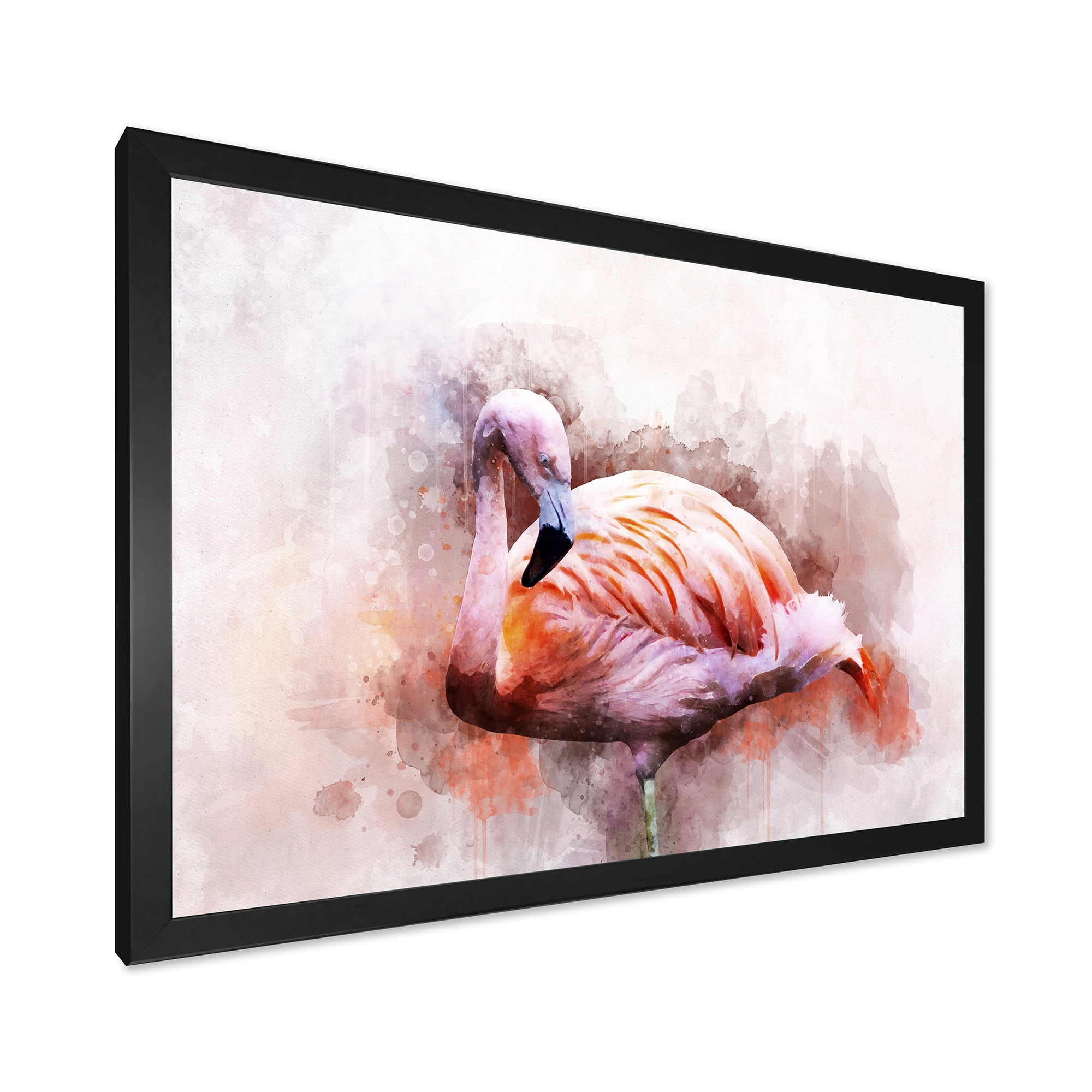 Designart 'Abstract Portrait of Pink Flamingo III' Farmhouse Framed Art Print