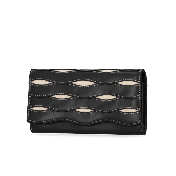 Free Assembly Women's Avery Flap Wallet,Black and Cream