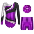 thumbnail image 1 of TiaoBug Leotards for Girls Gymnastics Shorts and Hairband Set Practice Jumpsuit Ballet Unitards Dance Bodysuit Purple 14, 1 of 5