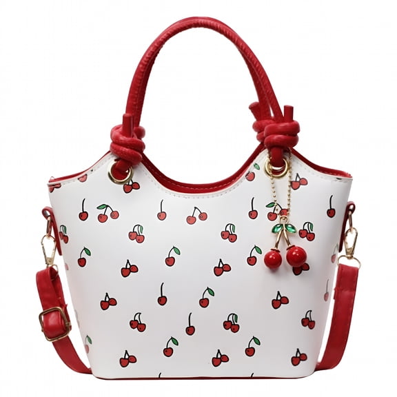 GASTROPOD 2026 New Leather Bucket Top-Handle Bag Women Cherry Crossbody Shoulder Bag and Pendant Cherry Purse for Casual, Shopping, Travel, Office (Red)