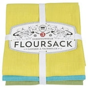 Now Designs Floursack Kitchen Dish Towels Chartreuse/Turquoise/Leaf 20 x 30in, Set of 3