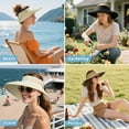thumbnail image 7 of OZERO Women Sun Straw Visor Hat: Beach Hats Wide Brim Summer Ponytail Hat UV Protection Foldable Packable, 7 of 7