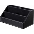 thumbnail image 4 of Organizador de escritorio multifuncional de cuero con textura de madera (negro), 4 of 5