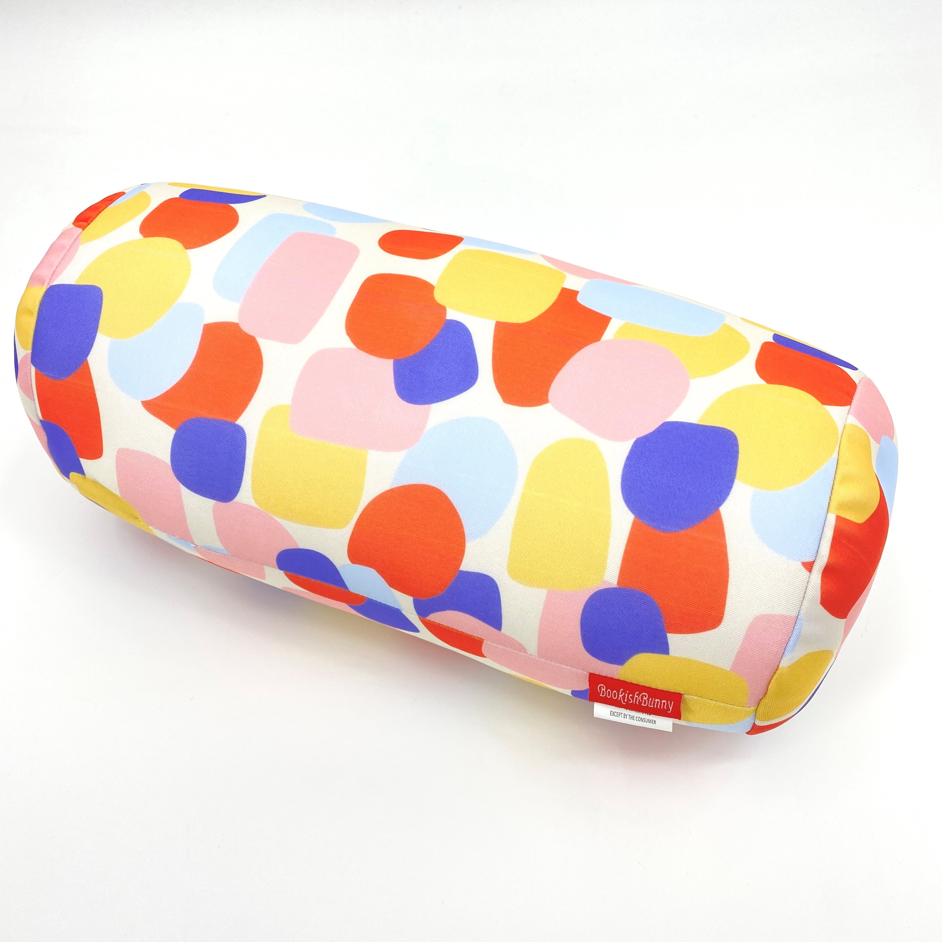 Bookishbunny Microbead Cylinder Bolster Pillow - 13" X 7", Polystyrene Filled, For Neck, Back, Or Decorative Support (Bear Design)