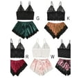 thumbnail image 4 of Women's Sexy Lace Underwear Satin Pajamas Suspenders Shorts Suit, 4 of 4