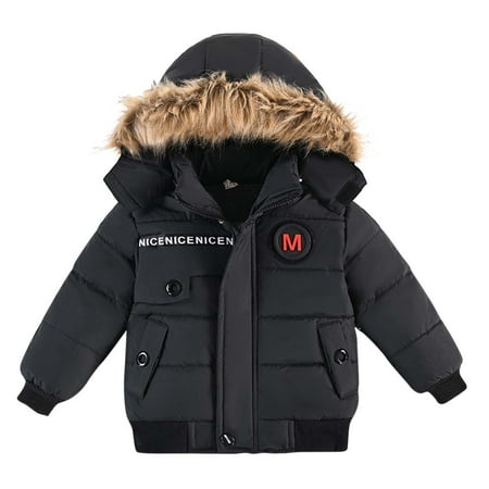 

Kids Jackets for Girls Boys Toddler Baby Cute Solid Color Winter Hoodie Keep Warm Cotton Thick Coat