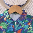 thumbnail image 4 of ASEIDFNSA Toddler Boys Hawaiian Shirt and Shorts Set with Jungle Print Button Top and Rolled Cuffs (Blue,3-4 Years), 4 of 6
