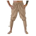 thumbnail image 2 of BVWKPCV Men's Ankle Banded Pants Medieval Viking Navigator Pirate Costume Trousers Renaissance Gothic Pants Khaki M, 2 of 5