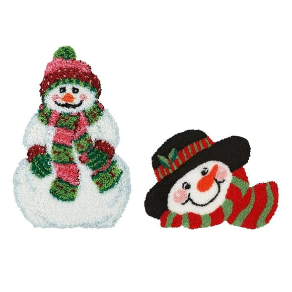 Rongfmy 2Pack Christmas Latch Hook Kit Rug DIY Needle Carpet Embroidery Snowman Pattern