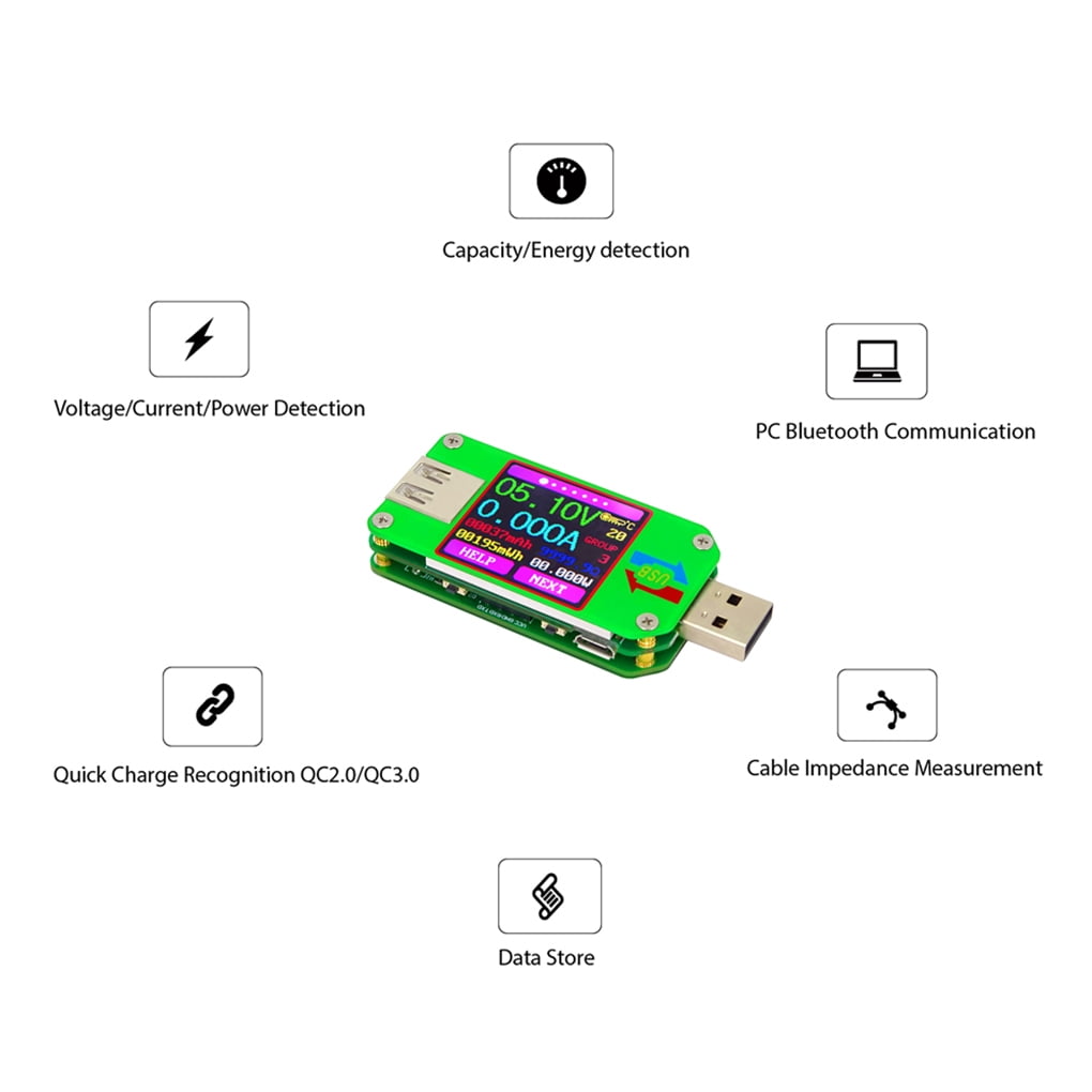 UM24 UM24C Color LCD Display Type-C Power Capacity Detector Voltmeter Ammeter UM24 UM24C Color LCD Display Type-C Power Capacity Detector Voltmeter Ammeter